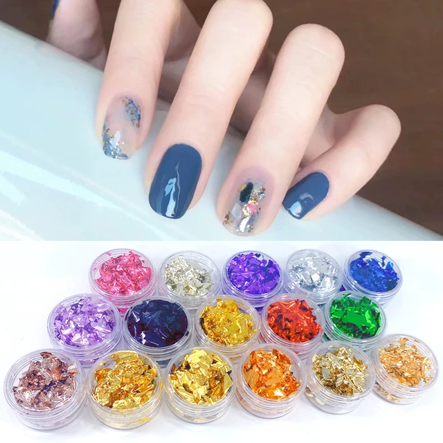 Gold Silver Irregular Aluminum Foil Paper Nail Art Sticker Nail Foil 3D  Glitter DIY Manicure UV Gel Polish Nail Decoration Tools - AliExpress