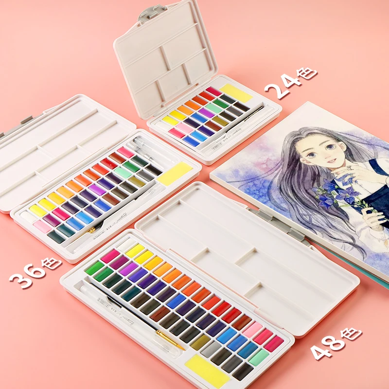 Online Giorgione feste aquarell 24 36 48 farbe abgabe macaron pulver blau tragbare mit palette kunst liefert