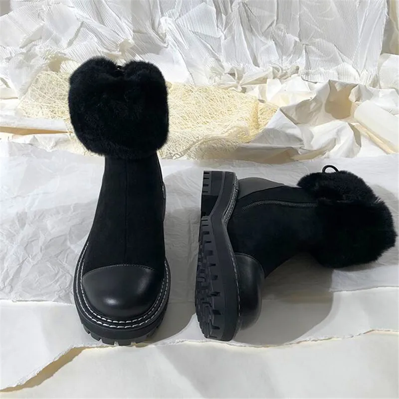 Короткие зимние ботинки с шерстяным мехом; облегающие ботильоны; зимняя теплая обувь; женские кожаные ботинки с круглым носком и боковой молнией; цвет хаки, черный