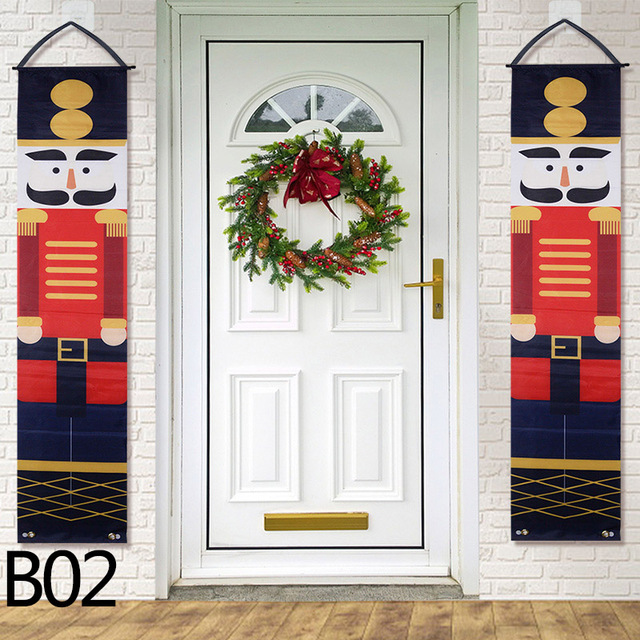 Year 2022 Nutcracker Soldier Banner Merry Christmas Decoration Home Door Curtain Couplet Porch Hanging Ornament Xmas Decor