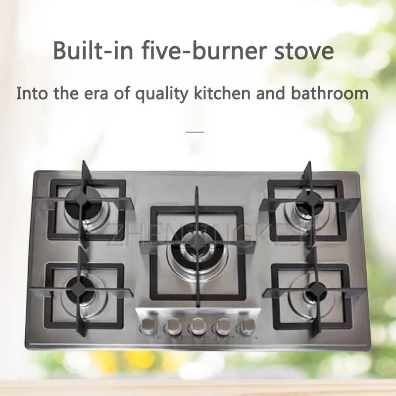 

Household Gas Stoves Stainless Steel Embedded Five Burners Pulse Ignition Automatic Flame Out Protection Kitchen Fierce Stove