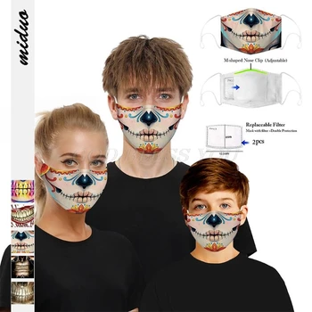 

Cool Skull Mask PM2.5 Activated Carbon Filter Protective Mask Anti Pollution Washable Breathable Cotton Mouth Mask Party Mask