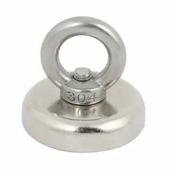

70 LB Pulling Force 32mm Diameter Round Magnet w M5 Eyebolt