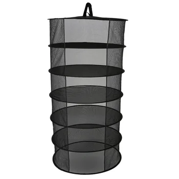 

1 Pc Annular Open Mouth 6-layers Drying Net Multi-Function Fruit and Vegetable Drying Fish Clothes Basket Dryer Storage Bag (Bla
