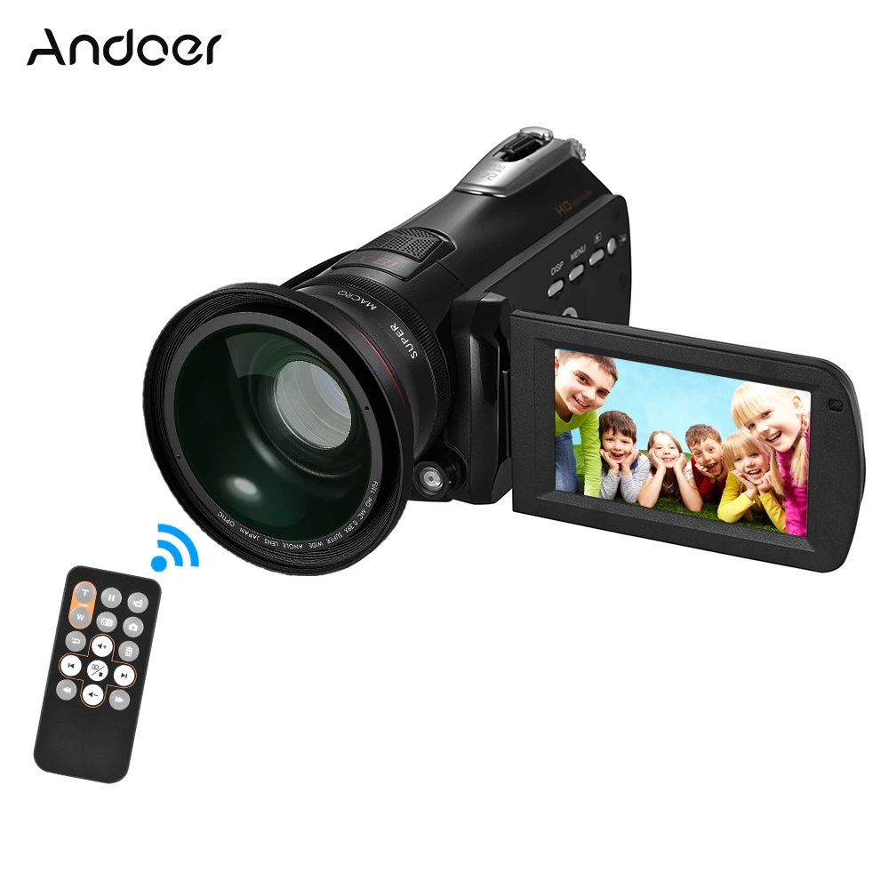 

Andoer HDV-D395 3" WiFi Digital Video Camera 1080P 24M Camcorders w/ 72mm 0.39X Wide Angle+Macro Lens / IR Infrared Night Vision