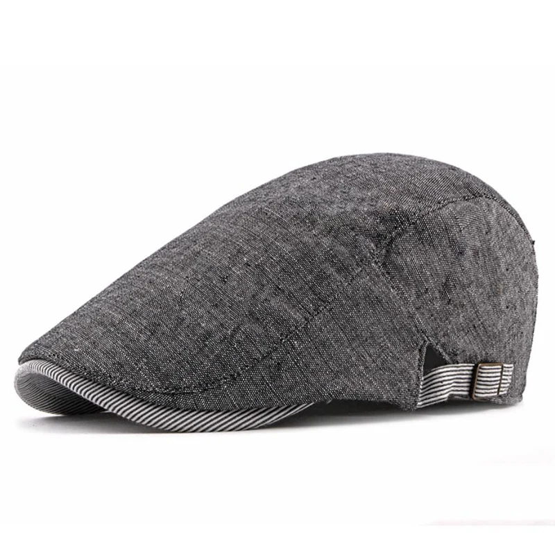 HT2919BK Мужская хлопковая кепка в стиле ретро на весну и лето, регулируемый берет, кепка для вождения, солнцезащитная Кепка унисекс - Цвет: HT2919BK