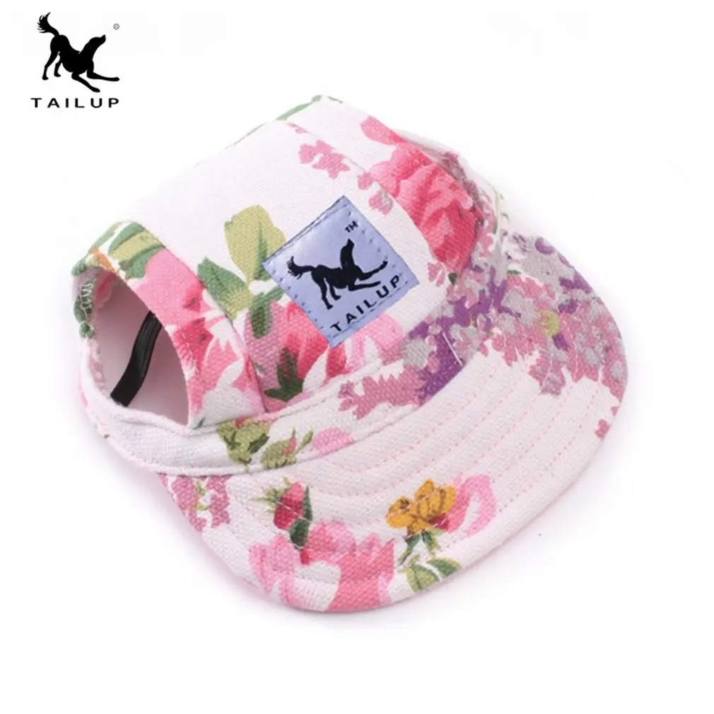 Fashion Dog Cat Baseball Visor Hat Cap With Ear Holes Oxford Cloth Canvas Sunbonnet Adjustable Strap Pet Accessories