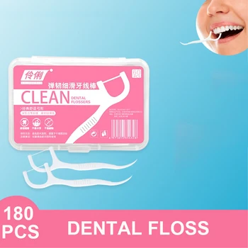 

180pc Ultra-Fine Disposable Dental Floss 7.5cm Flosser Pick Teeth Toothpicks Stick Tooth Clean Dental Flosser for Teeth Cleaning