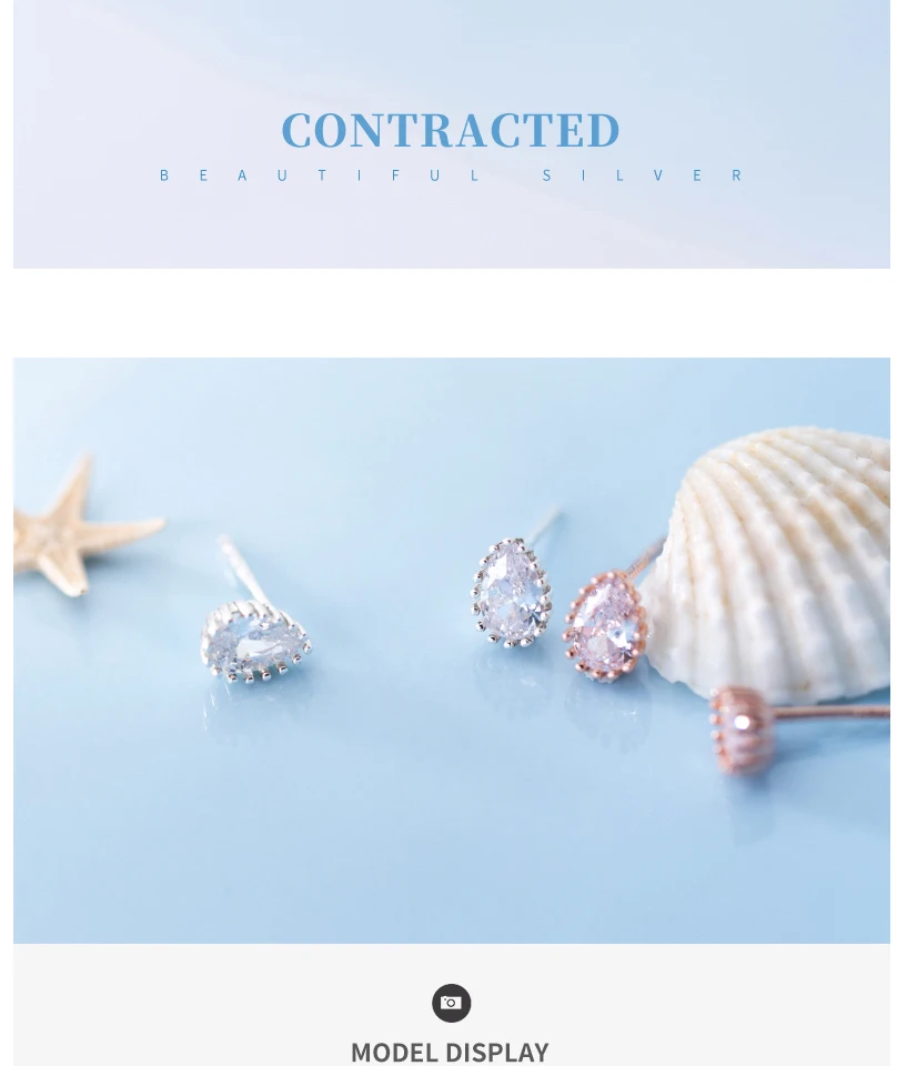 Hot Waterdrop Stud Earring For Women Cubic Zirconia Sterling Silver oorbellen Fashion Brincos pendientes Bijoux boucle d'oreille (2)