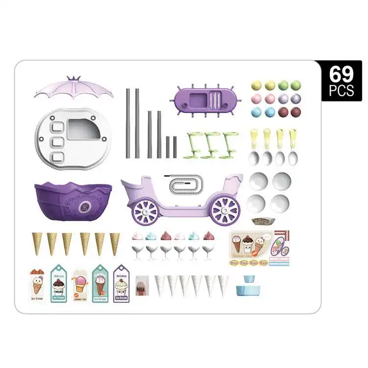 4 IN 1 Holiday Birthday Gift Children Girl Princess Pretend play Simulation Shopmarket hamburge Trolleys supermarket cart toy 4