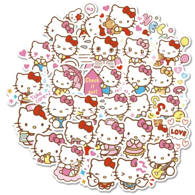 40 шт. милые наклейки аниме наклейки Sanrio Hellokitty наклейки для ноутбука холодильник книга багаж дневник наклейки для детей
