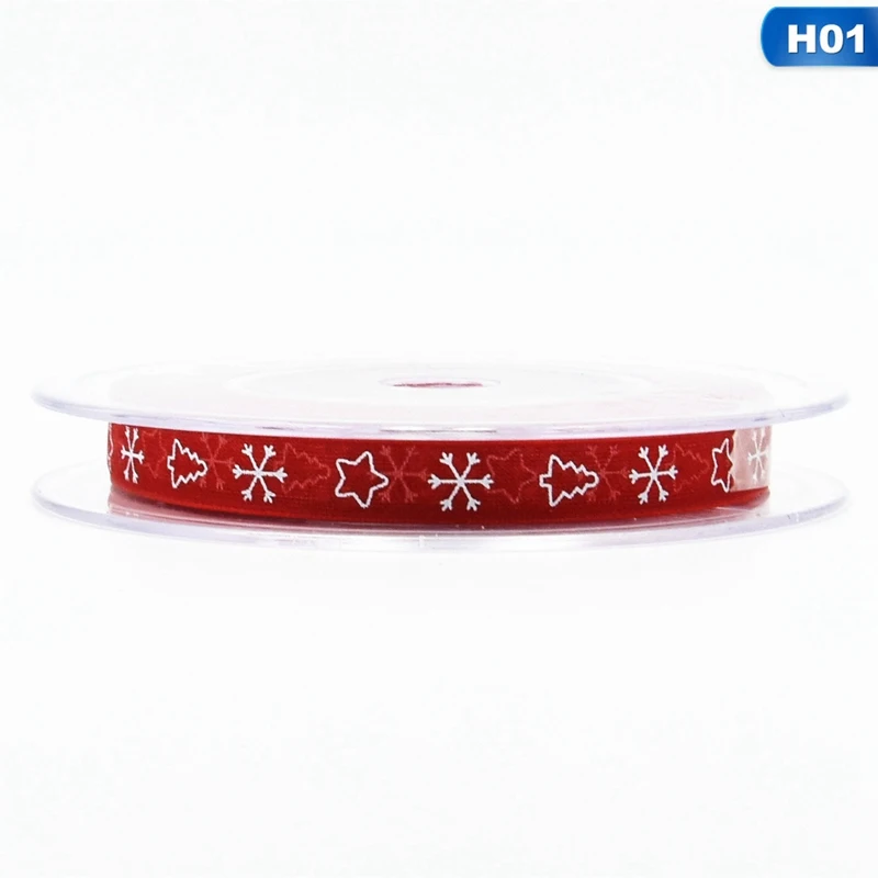 1 Ширина 1 см длина 10 м/20 м белый красный Снежинка Дерево органза ленты DIY Bownot подарочная упаковка вечерние рождественские ленты украшения - Цвет: 1