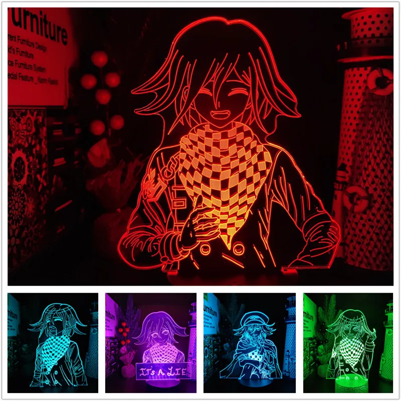 Kokichi Oma Danganronpa 3D Night Light Anime Figure Home Decoration Lighting Kawaii Room Decor Manga Luminaria Lampe Cute Lights