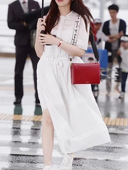 

Two-piece Set Women's Pleated Midi Dress Lace Patchwork 2020 Summer Fairy Short-sleeved Split Long Dresses With Sashes