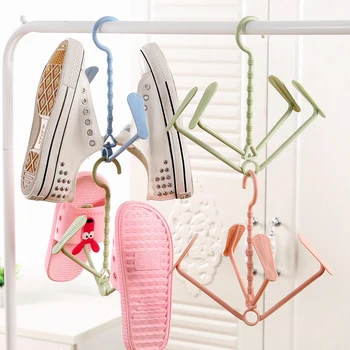 

3 colors Portable Folding Hanging Double Hook Shoes Hanger Drying Rack Storage Organizer Household Multifunction Clothes