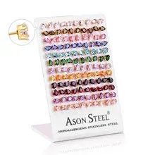 Luxukissids дети kolczyki 60 Париж/лот капли воды циркон серьги гвоздики набор для мужчин нержавеющая сталь винт заглушки серьги для женщин и девочек