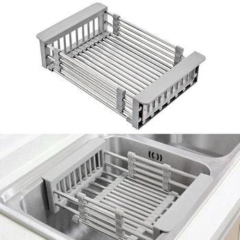 

Rack Drain Basket Stainless Steel Telescopic Sink Dish Drainers for Kitchen Drain Shelf Installation Kitchen Holder