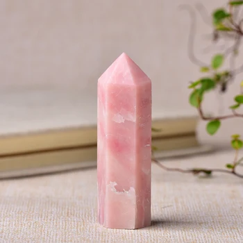

Natural Crystal Quartz Point Pink opal Tower Healing Stone Wand Obelisk Energy Pyramid Love Stone Crafts Ornaments Home Decor