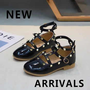 

Summer Autumn Princess Dress Shoes Gladiator Sandals Flat Single Dance Moccasin Toddler or Kids #21-36 Girls Rivet Leather Shoes