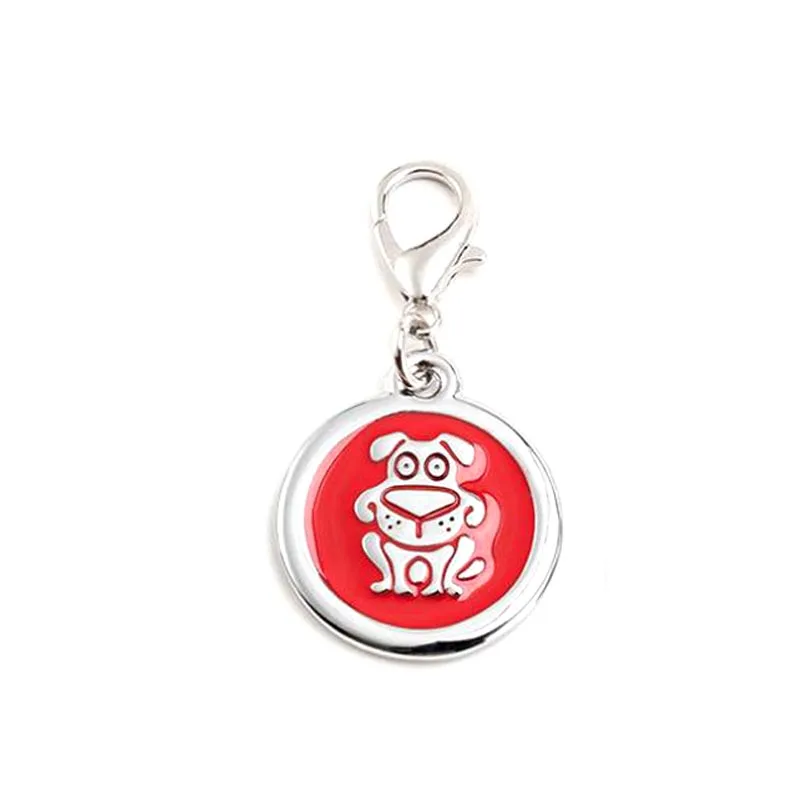 Red Dog Pattern Pet Collar Zinc Alloy Pet Dog Cat Tag Anti Lost Small Medium Large Dog Cat Collar Pendant Wear Durable Pet Supplies - Цвет: Red
