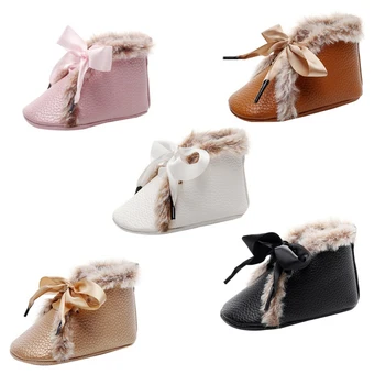 

Infant Toddler Baby Boy Girl Soft Sole Crib Shoes Winter Warm Leather First Walkers Newborn Moccasins Baby Booties 0-24M