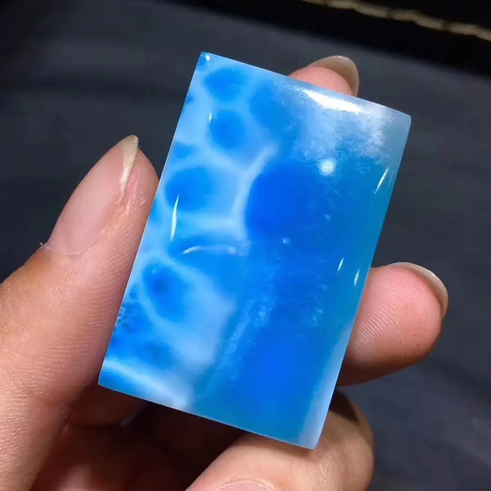 Топ натуральный синий Larimar прозрачный драгоценный камень для женщин и мужчин кулон 38x24x10 мм прямоугольник подарок на день рождения счастливый любовь мода кулон AAAAA