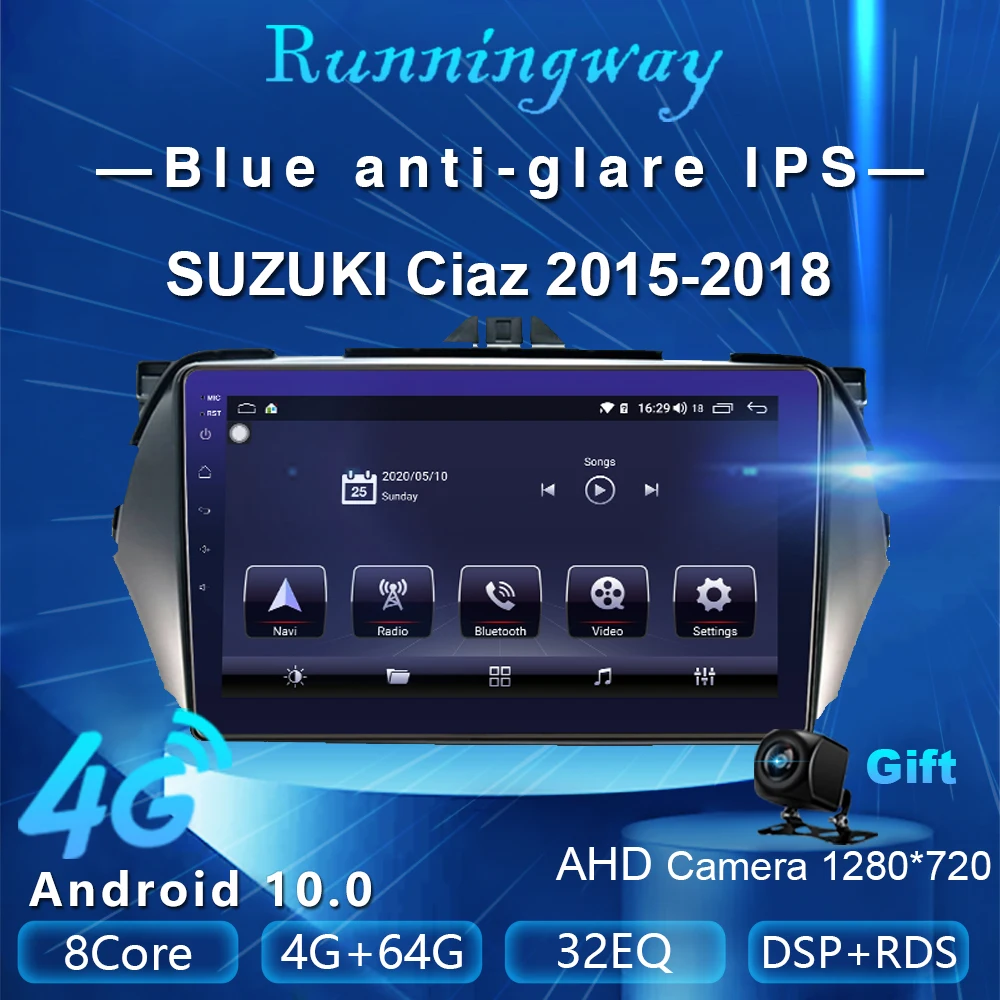 Runningway Android 10 0 5G автомобильный DVD-плеер для Suzuki Ciaz 2015 - 2018 4G + 64G автомобильное радио