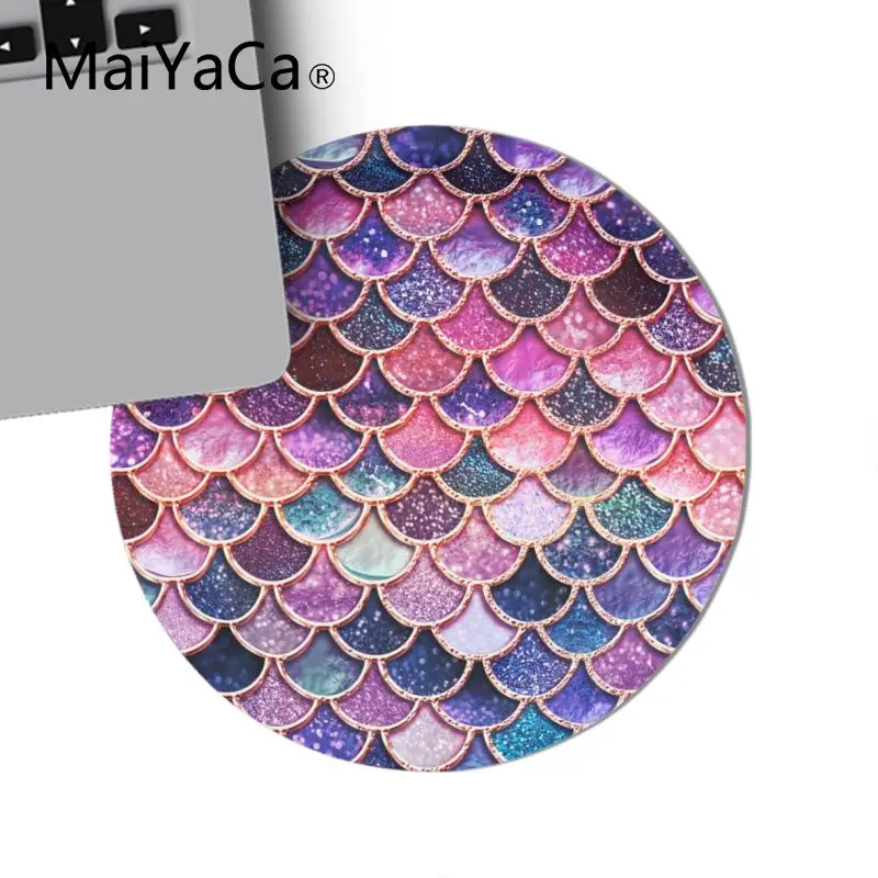 MaiYaCa розовый и синий акварельный Модный Блестящий Русалочка весы компьютерные игровые круглые коврики компьютерный Настольный коврик для игр