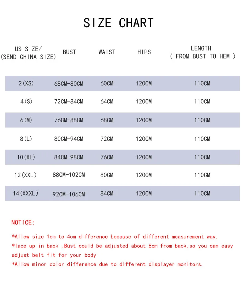 2-英文版尺码表 -绑带 中长款