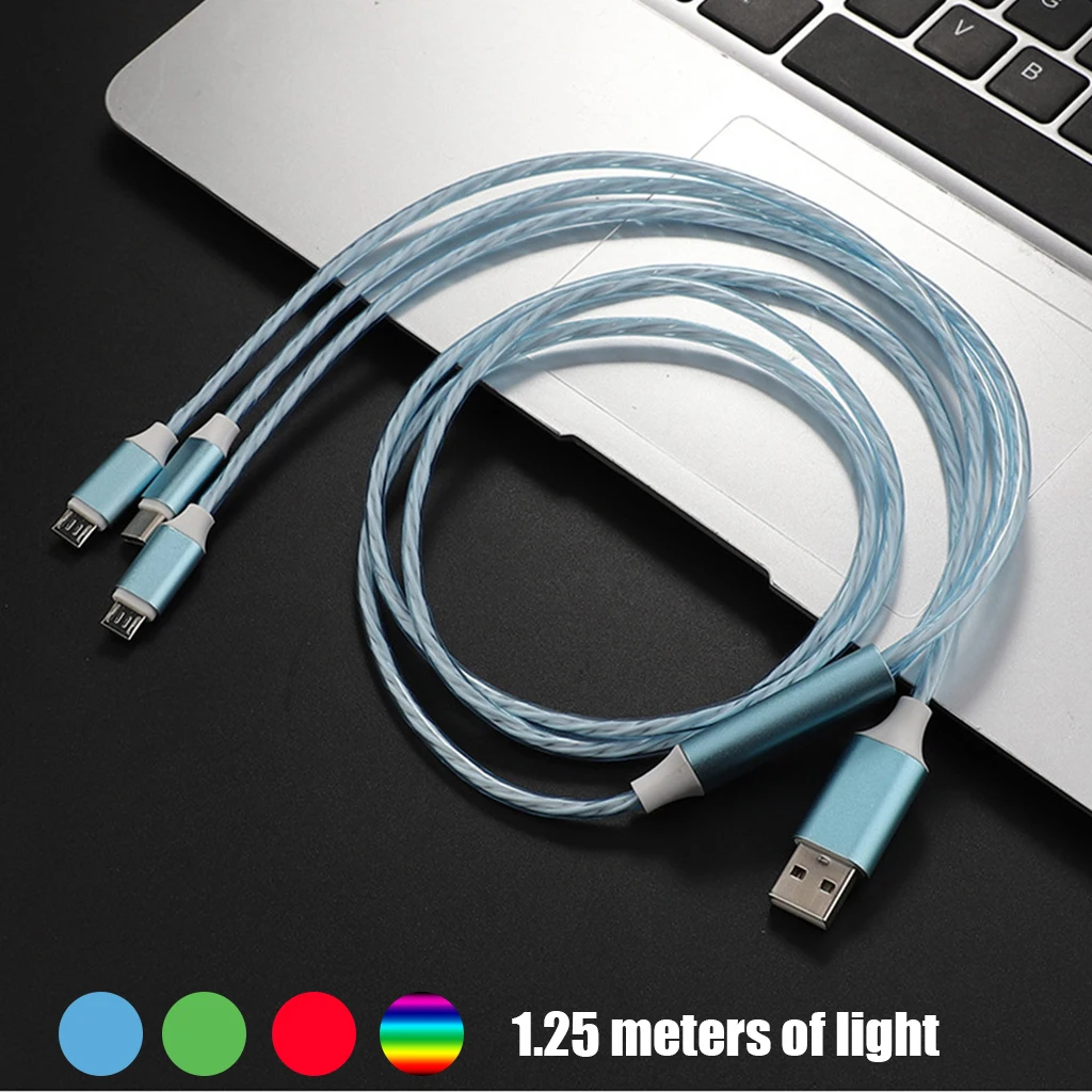 3 в 1 светодиодный кабель для зарядки Micro Usb/type C/Lightning кабель для синхронизации данных провод для IPhone huawei Sumsung смартфон