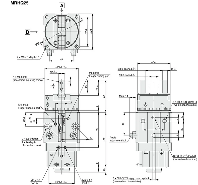 Пневматический захват воздуха, цилиндр MRHQ 16D-90S MRHQ16D-180S MRHQ 10D-90S MRHQ 25D-90S MRHQ20D-180S