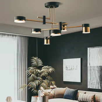 

Contemporary Lustre Black Gold Iron Dimmable Led Chandelier For Bedroom Living Dinning Room Kitchen Adjustable Deco Chandeliers