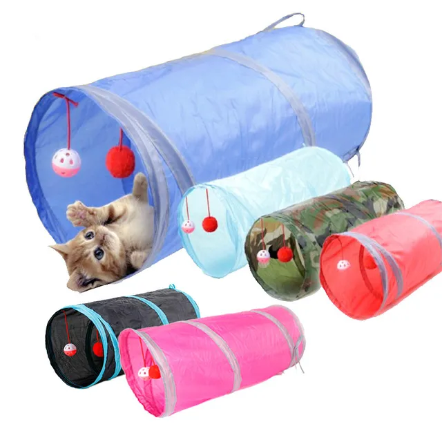 7 Color Funny Pet Cat Tunnel Ring Paper 2 Holes Play Tubes Balls Collapsible Crinkle Kitten Toys Rabbit Play Dog Tunnel Tubes