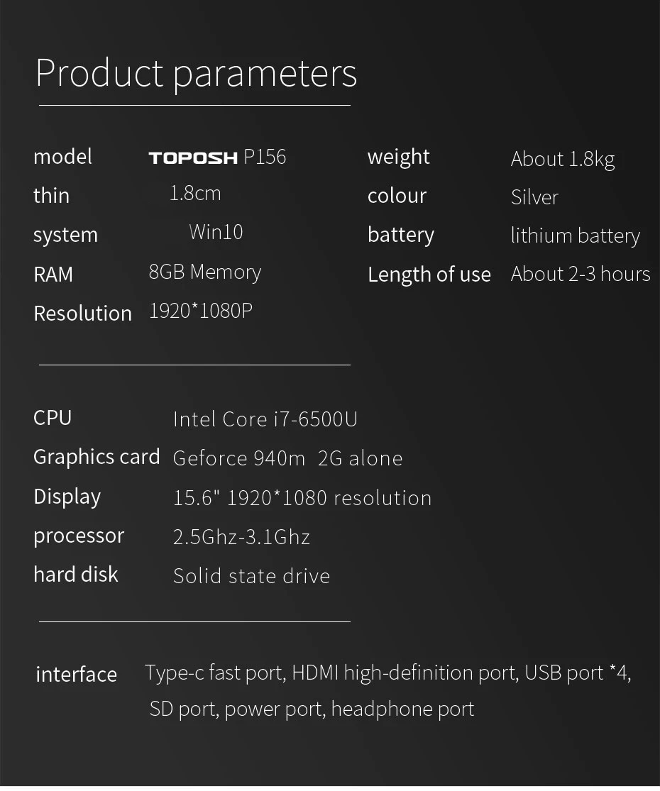 P10 ноутбук изготовленным на заказ логосом 15,6 "Intel i7-6500U 8G Оперативная память 128/256/512G SSD NvIDIA GeForce 940 M 2G Компьютер с подсветкой клавиатуры