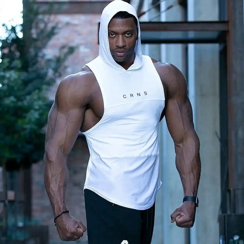 men Gym Stringer Shirt Fitness Tank Top Cotton Bodybuilding Stringer Vest hoodie