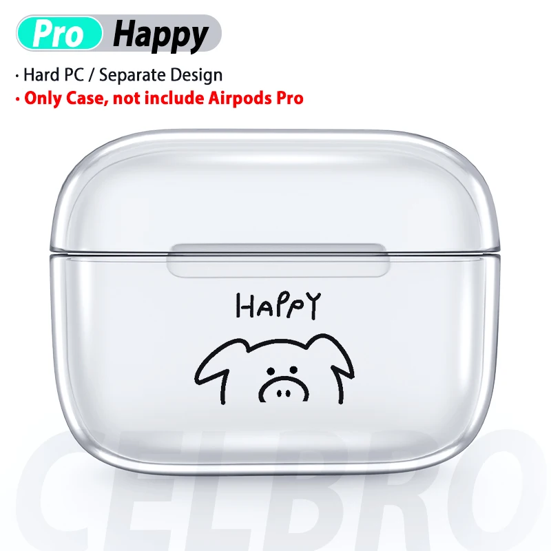 Happy Прозрачный чехол из поликарбоната для Airpods Pro, чехол, защитный чехол s для Apple Air Pods Pro Airpods 3, оболочка, чехол для наушников с рисунком - Цвет: Happy