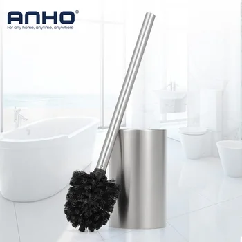 

304 Stainless Steel Toilet Brush Set Cleaning Brush with Base Plate Kit WC Bathroom Long-handled Cleaning Accessories