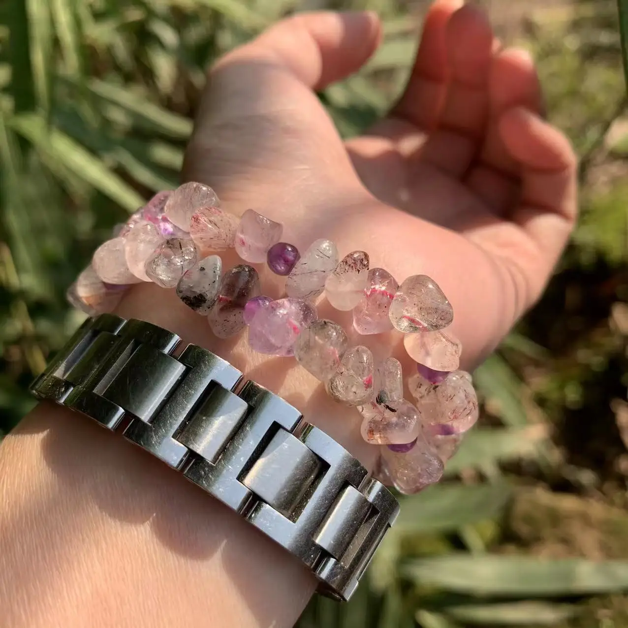 Genuine Natural Super Seven Bracelet Crystal Gift Woman Gemstone Super 7 Semi Precious Stone Jewelry