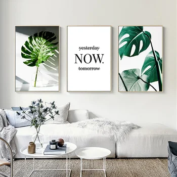 

Nordic Canvas Painting Modern Print Plant Leaf Fresh Words Art Posters Green Art Wall Picture Living Room Poster Home Decoration