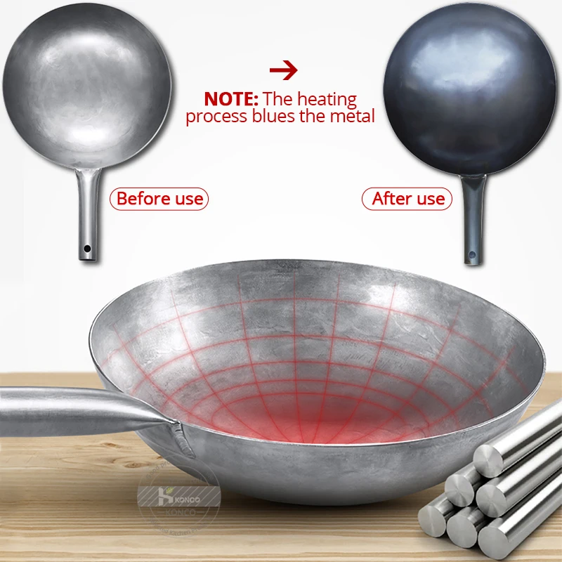Konco чистый титан вок для жарки антипригарная сковорода без покрытия кастрюля газовая плита китайский ВОК кухонная посуда подарок на новоселье
