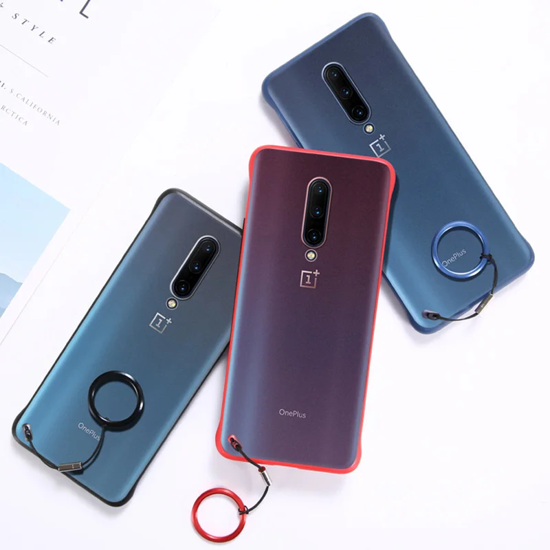 Ультратонкий матовый чехол для телефона OnePlus 6 T 7 Plus без полей с кольцевой пряжкой