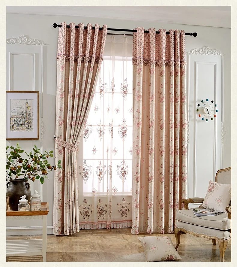 European Pastoral Jacquard Shade Curtains for Living Dining Room Bedroom