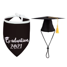 2 pçs/set Pet Cão Tampão Da Graduação Chapéus com Cachecol Triângulo Acessório Traje para Cães Gatos Foto Adereços W8EA Grad