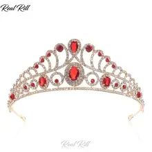 Настоящее Rill Мода Золотой Винтаж свадебная корона свадебный кристалл со стразами свадебные аксессуары тиара для невесты