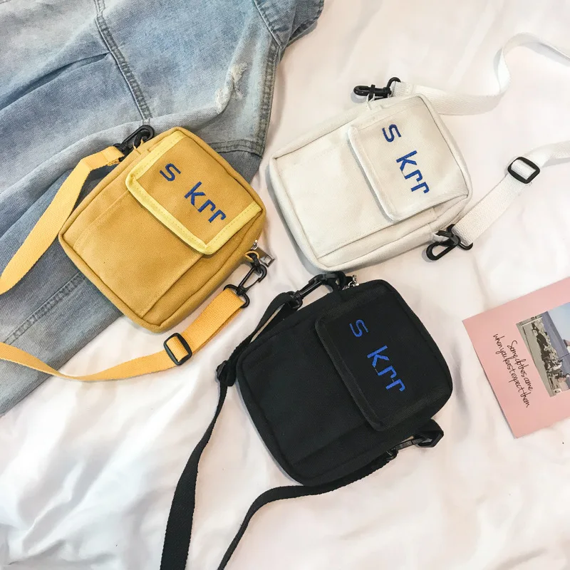 

Japanese-style INS Canvas Shoulder Bag Women's New Style Fashion Korean-style Retro Versatile Shoulder Bag Phone Package Online