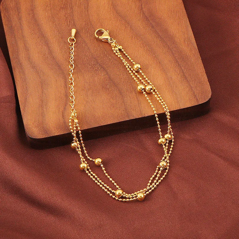 316L Stainless Steel 2021 New Fashion Upscale Jewelry 3-Layer Fixed Bead Does Not Slide Charm Beaded Chain Bracelets For women | Украшения