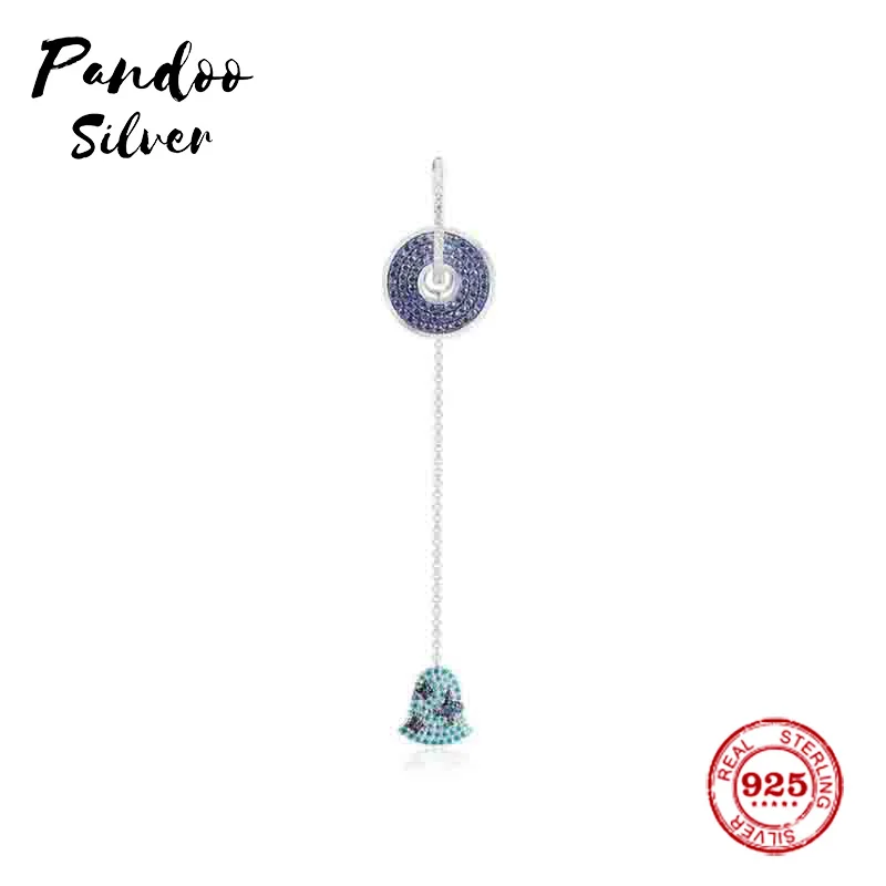 

Pandoo Fashion Charm Sterling Silver Original 1:1 Copy,Single Wind Chime Earrings With Drooping Chain Jewelry Gift For Female