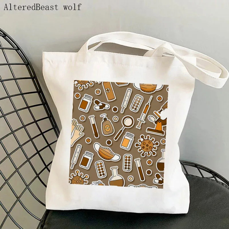 Women Shopper bag Nurse Graduate Printed Kawaii Bag Harajuku Shopping Canvas Shopper Bag girl handbag Tote Shoulder Lady Bag