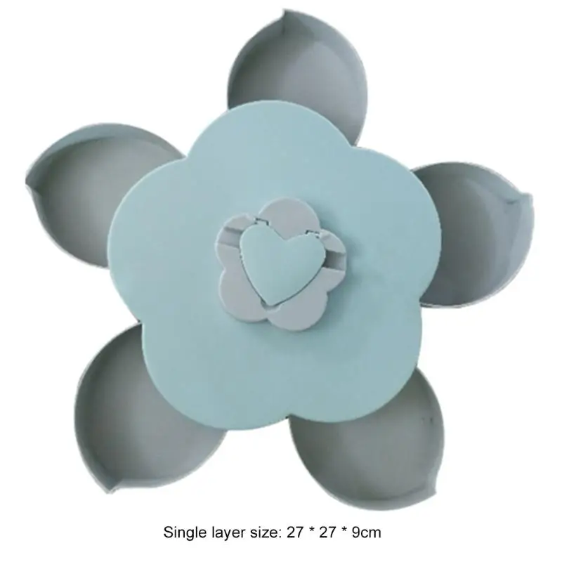 C Single or Double-layer Petal Candy Box Nuts Case Snack Storage Box Container Living Room Rotating Fruit Plate Desktop Organizer - Цвет: C