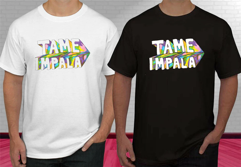 New Tame Impala Concert Logo Rock Band Black White Men'S T-Shirt S-2Xl Loose Size Tee Shirt | Мужская одежда